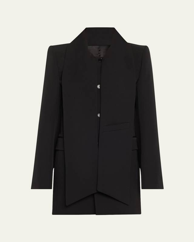Lavalliere Draped Single-Breasted Wool Jacket